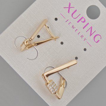 Сережки Xuping з білими стразами d-19х15мм+- Позолота 18К 56682 фото