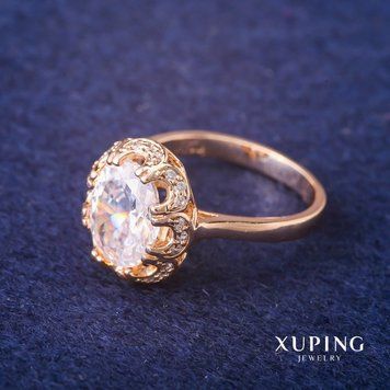 Знижка! Каблучка Xuping з білим каменем Позолота 18К р-р 16 15831 фото