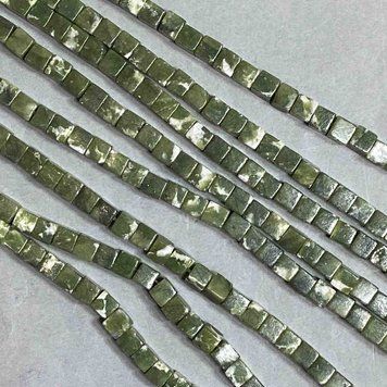 Намистини Жадеїт кубик 5-6мм+- L-36см +- на волосіні 8248 фото