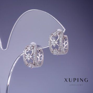Сережки Xuping філігрань 13х8мм родій 56944 фото