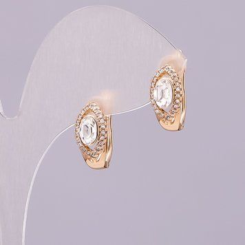 Сережки Xuping з кристалами Swarovski колір білий d-15х8мм позолота 55807 фото
