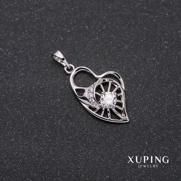 Знижка! Кулон Xuping Серце 15х25х31мм родій 55979 фото