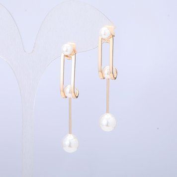 Сережки Xuping Позолота 18К з Майоркою d-47х6мм + - 55174 фото
