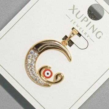 Кулон "Око Місяця" Xuping з білими стразами та червоною емаллю d-18,5х19,5мм+ - L-26мм+- позолота 18К 57342 фото