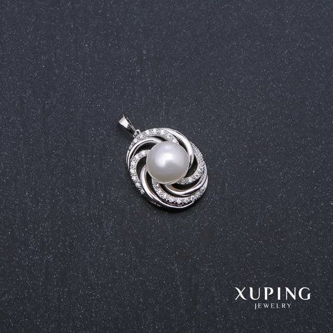 Кулон Xuping з перлами "Майорка" 23х19х32мм родій 18к 56111 фото