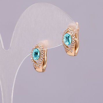 Сережки Xuping з кристалами Swarovski колір блакитний d-15х8мм позолота 55782 фото