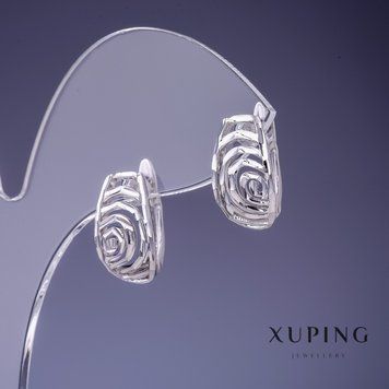 Сережки Xuping 16х9мм Троянди родій 55323 фото