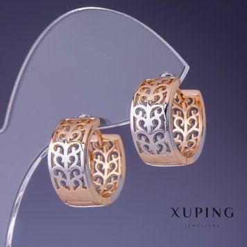Сережки Xuping 12х3мм "позолота 18К " 55649 фото