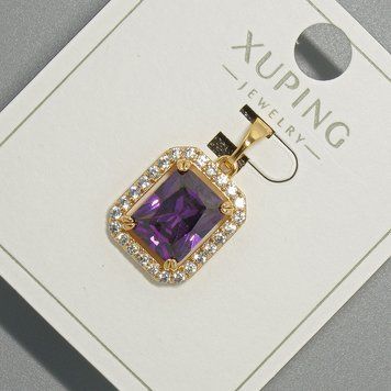 Кулон Xuping з фіолетовим кристалом та білими стразами d-13х15мм+ - L-23мм+- позолота 18К 57329 фото