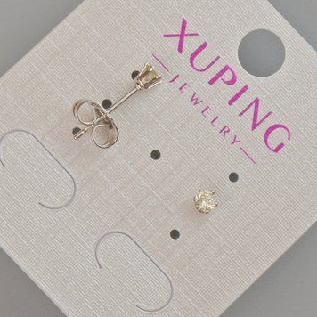 Серьги пусеты Xuping с желтым кристаллом d-3,5мм+- Родий 57453 фото