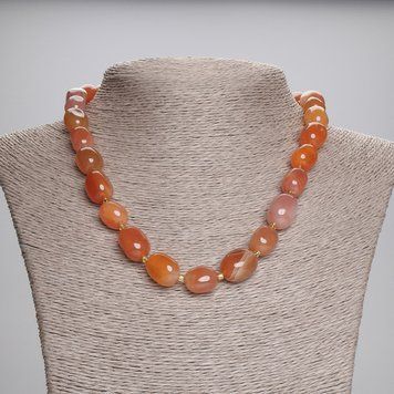 Намисто Сардонікс галтівка 14-16х11-12мм+- бісер 3мм+- L- 45см+- з замочком 93716 фото
