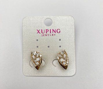 Скидка! Серьги Xuping Позолота 18К с белыми кристаллами d-16х9мм+- 56830 фото