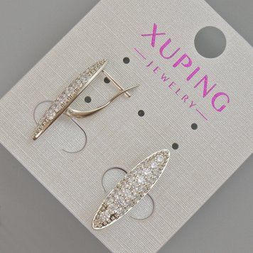 Серьги Xuping с белыми стразами d-23х6мм+- Родий 57035 фото