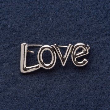 Брошка "LOVE" 3х1,5 см сірий метал 62625 фото