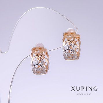 Сережки Xuping L-14мм s-7мм родій, позолота 18к 55382 фото