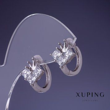 Знижка! Сережки Xuping Корона 12х14мм родій 57000 фото