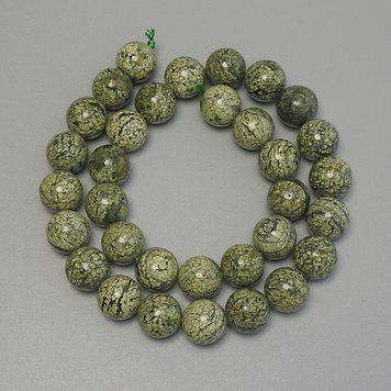 Намистини Змійовик гладка кулька 12мм+- L-39см+- на нитці 73407 фото