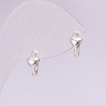 Сережки Сердечка серія 925 5х8мм метал сріблястий Корея 33833 фото