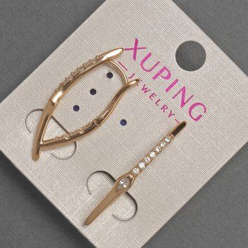 Сережки Xuping з білими стразами d-2-3мм+- L-32мм+- Позолота 18К 55487 фото