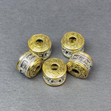 Фурнітура намистина вставка колір металу сріблястий та золотистий d-12х10мм+- отвір d-4мм+- ціна за 1 шт 47876 фото