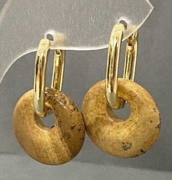 Серьги из Пейзажной Яшмы бублик d-18мм+- L-30мм+- 81827 фото