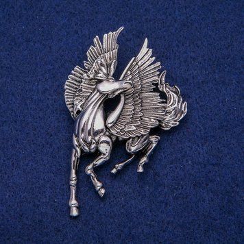 Брошь Пегас 45х70мм, серебристый металл, серебристый металл 62746 фото