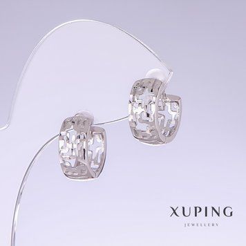 Знижка! Сережки Xuping L-14мм s-6,5мм родій 55676 фото