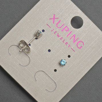 Серьги пусеты шарики Xuping с голубым кристаллом d-3мм+- родий 55034 фото