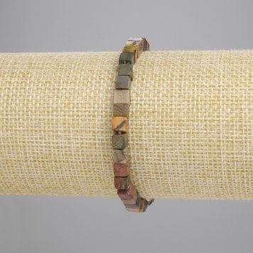 Браслет Яшма Пикассо кубик 4,5х4,5мм+- L-18см+- стрейч 91793 фото