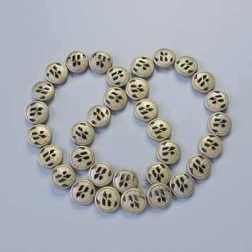 Бусины Гематит цвет матовый светло-золотистый d-12х4,5мм+- L-41см+- на нитке 73708 фото