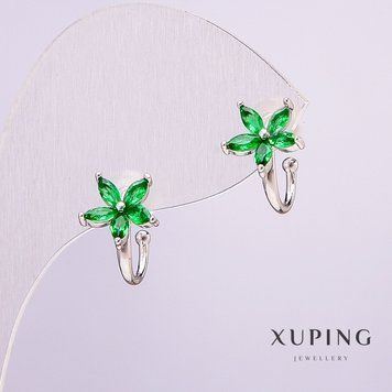 Кафф Xuping Родій із зеленими каменями d- 8мм + - 55316 фото