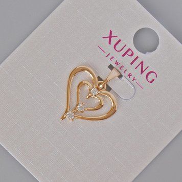 Кулон Xuping "Серце" з білими стразами d-19х16мм+- Позолота 18К 56109 фото