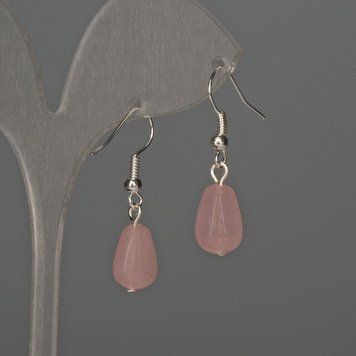 Серьги Розовый кварц капля 8х12мм+- L-32мм+- 81860 фото