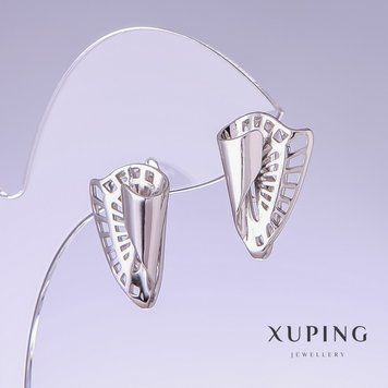 Сережки Xuping L-20мм s-13мм родій 55403 фото