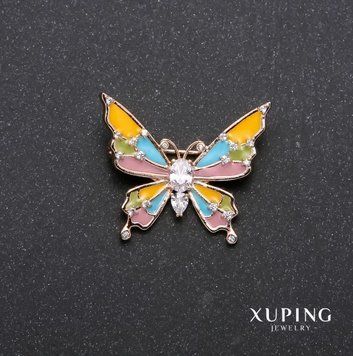 Брошка Xuping Метелик різнобарвна емаль позолота 18к 29х27мм 64167 фото