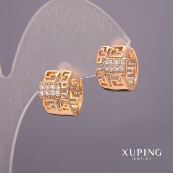 Серьги Xuping с белыми камнями 9х14мм Позолота 18К 55349 фото