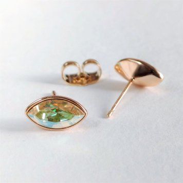 Сережки Xuping пусети кульчики з кристалами Swarovski зерно колір жовтий зелений хамелеон d-6х11мм позолота 55694 фото
