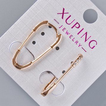 Сережки Xuping з білими стразами d-26,5х2мм+-, позолота 18К 55683 фото