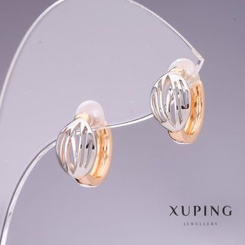 Знижка! Сережки Xuping 12х7мм родій, позолота 18к 55389 фото