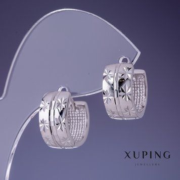 Сережки Xuping 8х15мм родій 55502 фото