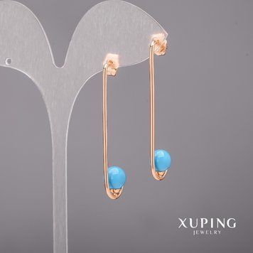 Сережки Xuping з перлами Майорка 8х48мм Позолота 18К 57112 фото