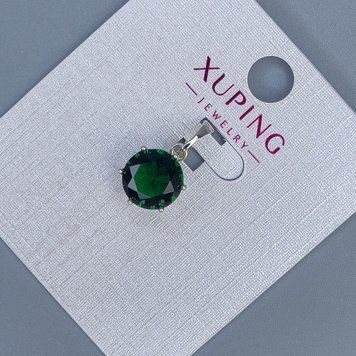Кулон Xuping з зеленим кристалом d-9мм+ - L-17мм+- родій 18К 55859 фото