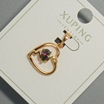 Кулон "Серце" Xuping з зелено-червоним кристалом d-15х14,5мм+ - L-22,5мм+- позолота 18К 57320 фото