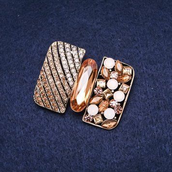 Брошка Акцент Орден Краси з жовтими стразами золотистий метал 34х45мм 61794 фото