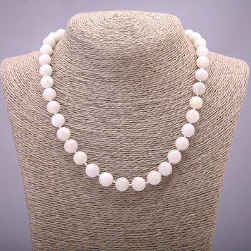Намисто з натурального каменю Адуляр гладка кулька d-10(+-)мм L-45см 93495 фото