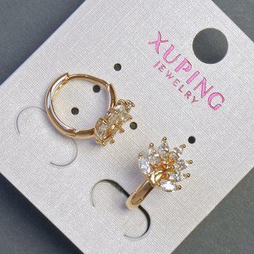 Серьги Xuping Листики 14х11мм "позолота 18К" 56857 фото