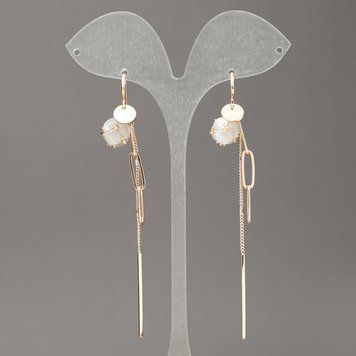 Сережки Xuping Позолота 18К з сірим Котячим оком d-10мм + - L-90мм + - 57111 фото