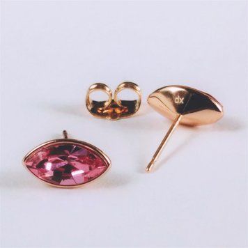 Сережки Xuping пусети кульчики з кристалами Swarovski зерно колір рожевий d-6х11мм позолота 55665 фото