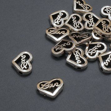 Фурнітура намистина "Серце" вставка вн d-1,7мм + - d-13х10мм + - фасування 20гр 16шт.(+ -) 40607 фото