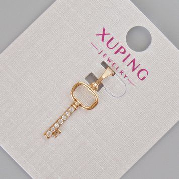 Кулон Xuping "Ключ" з білими стразами d-25х8мм+- Позолота 18К 57245 фото
